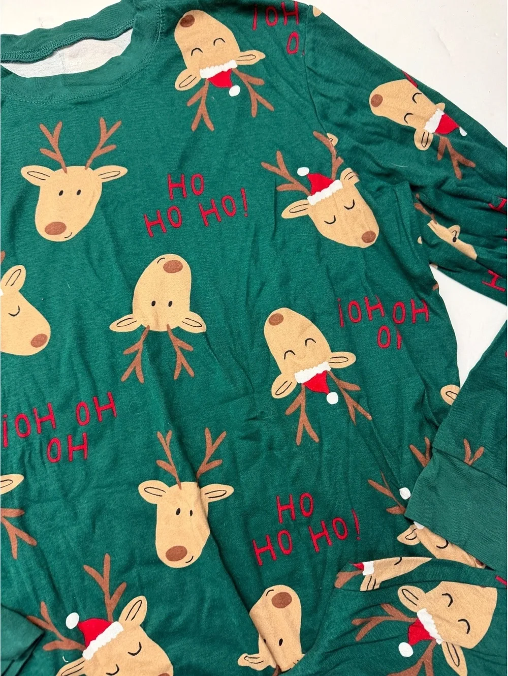 Carter’s Adult Reindeer 100% Cotton Snug Fit 2-Piece Pajamas Green Christmas